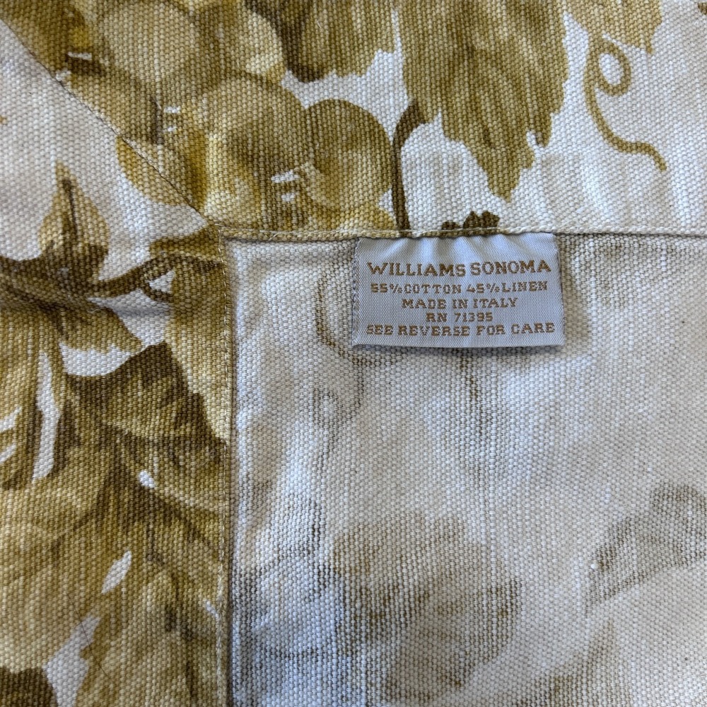Williams Sonoma Tablecloth 56" X 72" Linen & Cotton Yellow Grapes French Country - Picture 6 of 8